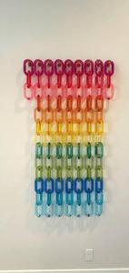 Décoration murale de luxe en chaîne de résine grise, lien acrylique suspendu, écran à boucles fumées, ornement d'intérieur moderne, séparateurs de pièce en gros - Product Image 2