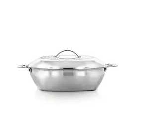 Plat de service isotherme de luxe noir en acier inoxydable avec incrustation chevrons et couvercle dôme pour buffet de mariage - Product Image 2