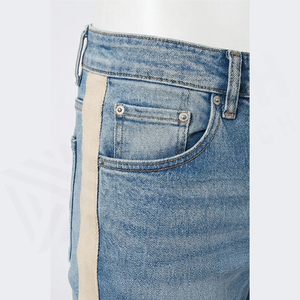 Jean en denim tissé uni délavé coupe slim pour homme, taille mi-haute, jambe droite, style décontracté en coton, idéal printemps, hiver, automne - Product Image 5