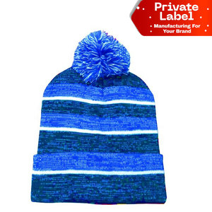 Gorro con pompón térmico a prueba de viento, forrado de lana suave, con puño elástico plegable, ajuste cómodo - Product Image 1