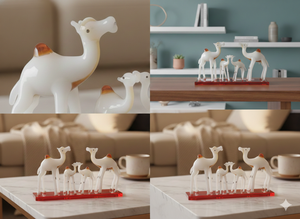 Figurine de famille de chameaux en verre artisanal, décoration de luxe pour la maison, cadeau, objet de décoration, anniversaire, Saint-Valentin, export, art de collection haut de gamme - Product Image 5