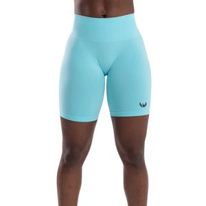 Shorts de compression sans couture bleu clair pour femme, taille mi-haute, extensibles, anti-transparence, pour la gym, l'entraînement, la course, le yoga et le fitness - Product Image 1