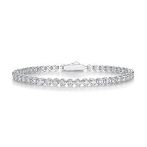 Moissanite Tennis Bracelet Round Brilliant Cut Channel Set Link <b>Chain</b> <b>Iced</b> <b>Out</b> Jewelry Bracelets and Bangles For Her - Product Image 1