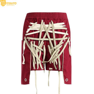 Custom Multi-Lace Streetwear Shorts | Punk Style Layered <b>Skirt</b>-Shorts | Heavy Cotton Distressed Tactical Shorts - Product Image 2