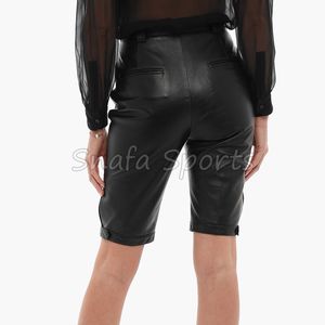 Shorts de Cuero 100% para Mujer, Fabricación OEM, Precio de Mayoreo, Shorts Lisos Teñidos para Deporte, en Venta - Product Image 2
