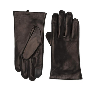 Gants en cuir longs jusqu'aux poignets, thermiques, non doublés, style uni, pour l'hiver, usage quotidien, noirs - Product Image 4