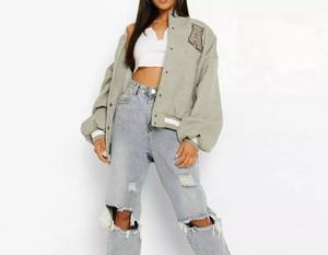 Chaqueta Varsity de Manga Larga para Mujer, Venta al por Mayor, Diseños Únicos Personalizados, Ropa Casual Urbana, Personalizable, Impermeable, Transpirable, Lisa - Product Image 5