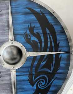 Bouclier Viking Corbeau Fait Main |   Armure Métallique Antique Moderne pour Décoration Nordique et Cosplay - Product Image 3
