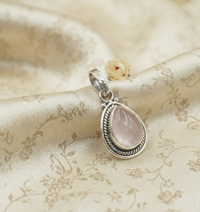 Pendentif en argent sterling 925 avec quartz rose en forme de poire serti clos, fait main, pierre précieuse naturelle rose, collier, breloque, bijoux pour femme, or rose - Product Image 5