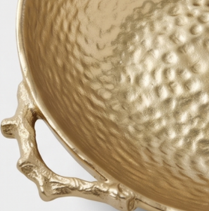 Bol en métal doré artisanal de qualité supérieure avec une poignée en forme de branche unique, parfait pour la décoration de maison moderne et luxueuse - Product Image 2