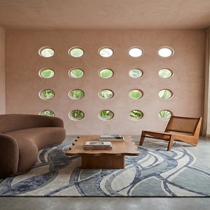 พรมขนสั้นสไตล์โมเดิร์นลายเรขาคณิต ผลิตด้วยเทคนิคแฮนด์ทัฟท์  ฐานรองทำจากยางลาเท็กซ์ เหมาะสำหรับใช้ในบ้าน ปลอดภัยสำหรับสัตว์เลี้ยง - Product Image 1