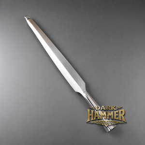 Pointe de lance médiévale viking forgée à la main en acier à haute teneur en carbone plaqué argent poli, forme de grande feuille, antique et moderne, prête pour le combat - Product Image 2