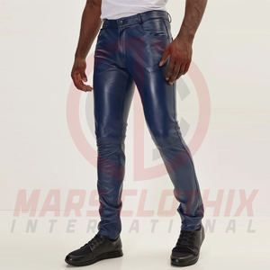 Top Quality Breathable Lightweight Leather Men's Pants Wholesale Design Your Own Logo Men Leather Pants With Side Pockets - Product Image 4