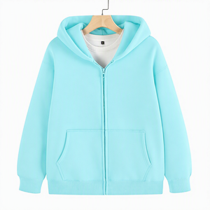 Sweat-shirt unisexe blanc à capuche zippé, coupe classique, décontracté, en coton French Terry, avec poche, manches longues, pour l'automne 2027 - Product Image 3