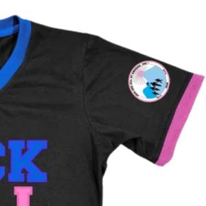 Camiseta de Mujer Jack and Jill con Cuello en V, Bloques de Color, Manga Corta, Paneles en Contraste, Informal, de Algodón, Tejido Suave y Transpirable, Personalizada - Product Image 5