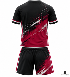 SINEWY SPORTS Conjunto de Camiseta de Fútbol para Hombre, Negro y Rojo Degradado, Sublimada, Manga Corta, Absorbe la Humedad, Ajuste Atlético, para Adultos - Product Image 3