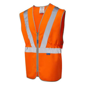 Men's Orange Reflective Safety Vest V-Neck Zipper Closure Breathable Lightweight Outerwear for Work Wear Spring Casual - Product Image 4