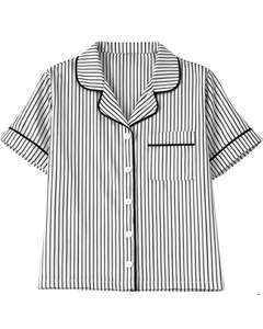 Ensemble de pyjama en satin rayé blanc et noir personnalisé pour femmes, manches courtes, boutons, vêtements de nuit d'été, ensemble de vêtements de détente en soie douce - Product Image 2