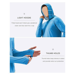 Camiseta con Capucha de Protección Solar UPF 50+, Camiseta de Pesca de Manga Larga con Protección UV, Ligera, Transpirable y de Secado Rápido para Hombre - Product Image 6