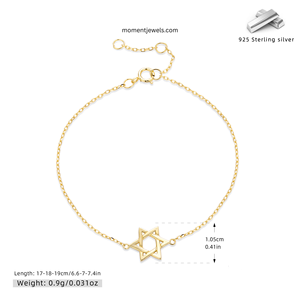 925 <b>Sterling</b> <b>Silver</b> Hexagram <b>Bracelet</b> for <b>Men</b> Women Three Dimensional Star Charm Pendant Cable Chain <b>Bracelet</b> 18K Real Gold Plat - Product Image 5