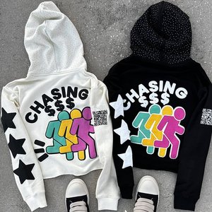 Sudadera con Capucha Extra Grande para Hombre, Diseño con Letras Blancas y Negras, Estilo Urbano, Tejido de Algodón, con Bolsillo Frontal - Product Image 4