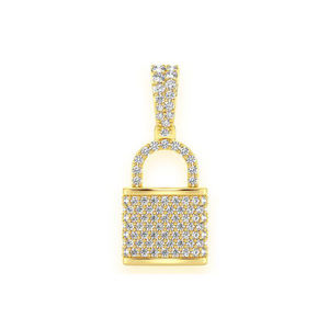 SHRAMAN DIAMOND Timeless Elegance 14K <b>Solid</b> <b>Gold</b> Fine Jewelry Hip Hop Style Iced Custom Padlock <b>Pendant</b> Natural Diamond Birthday - Product Image 1