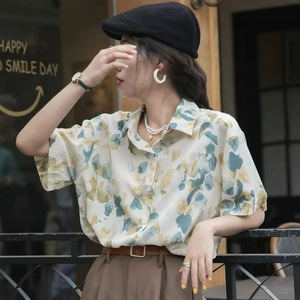 Camisas de Verano para Mujer con Estampado Floral 3D Hawaiano, Blusas Informales, Tops Bonitos para Adolescentes, Manga Corta, Rayón, Spandex, Ecológicas - Product Image 5
