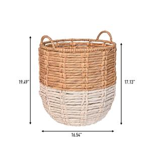 <b>Basket</b> of water hyacinth dyed <b>white</b> on the bottom half Handmade <b>Storage</b> <b>Basket</b> Wholesale eco-friendly Made in Vietnam - Product Image 3