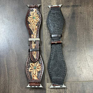 Correas de Reloj de Cuero Vacuno Floral Hechas a Mano por Diseñadores de Lujo, Correa de Repuesto de Cuero Repujado de Moda para Reloj Inteligente - Product Image 5