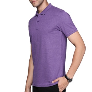 Polo de Punto de Algodón de Manga Corta Morado para Hombre, Diseño Transpirable de Color Sólido, Corte Regular - Product Image 5