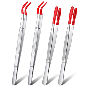 Pinzas de alimentación de grado quirúrgico, 10,63 pulgadas, acero alemán con punta de goma de color rojo, pinzas para lagartos Gecko - Product Image 2