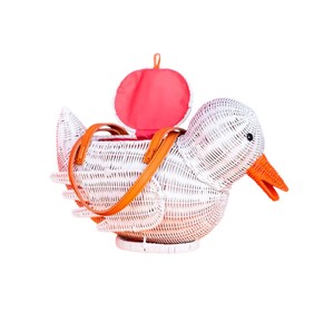 White Duck Shaped Rattan Storage Basket Animal Design Decorative Organizer Plant Fiber Material Portable <b>Wicker</b> <b>Bag</b> - Product Image 2