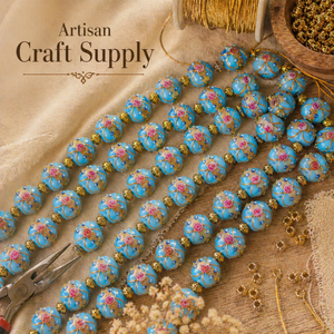 Perles en verre soufflé à la main en forme de cœur, 18 mm, bleues, décoratives, pour la fabrication de bijoux, bracelets, colliers, artisanat DIY - Product Image 1