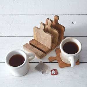 Flower Shape Wooden Coasters Heat Resistant Mats Modern Design for <b>Table</b> Decoration - Product Image 2