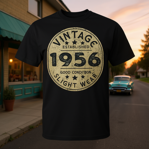 T-shirt d'anniversaire vintage 1956 pour hommes, manches courtes, col rond, cadeau d'anniversaire rétro - Product Image 3