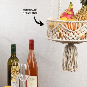 Panier de rangement en macramé fait main au design élégant, style bohème, en corde de coton tressée à la main, creux, avec poignée, vente en gros - Product Image 4