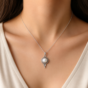 925 <b>Sterling</b> <b>Silver</b> Freshwater <b>Pearl</b> Pendant <b>Necklace</b> Handmade Vintage Beaded Charm Rose Gold Yellow Gold Plated Bezel Setting - Product Image 1