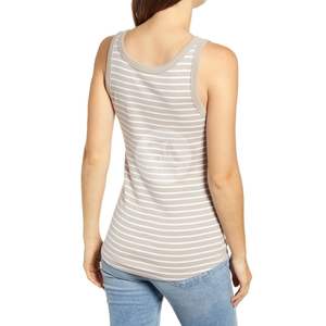 Débardeur rayé gris clair pour femme, lignes horizontales, sans manches, vêtement décontracté, vente en gros - Product Image 2