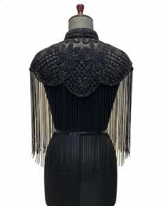 Adult Black Sequined Polyester Cape with Pearl and Fringe Decor Embroidery <b>for</b> <b>Wedding</b> Jacket <b>Wrap</b> - Product Image 5