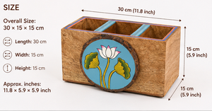Organizador de Cubiertos de Madera de Mango Sólida Hecho a Mano, Porta Utensilios de Cocina, Caja de Almacenamiento de Servilletas, Organizador para Mesa de Comedor - Product Image 5