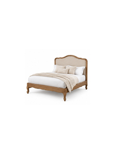 Midcentury <b>Bed</b> Customize Size with Woven Headboard and <b>Wooden</b> <b>Slats</b> Elegant Bedroom Furniture Antique Theme - Product Image 3