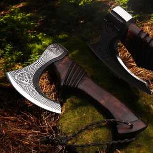 Hache à pizza viking artisanale avec lame en acier à haute teneur en carbone et manche en bois, marque THEWIZ CRAFTS, utilisation en cuisine, garantie de 3 ans - Product Image 5