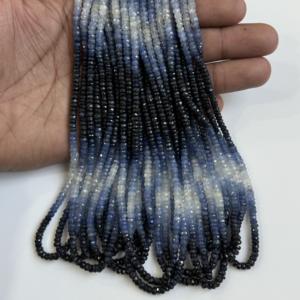 Perles facettées en saphir bleu naturel, perles de saphir ombré, brin de pierres précieuses pour la création de bijoux, prix de gros, 16 pouces - Product Image 5