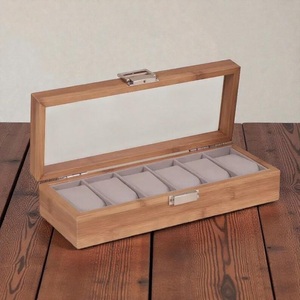 Boîte à montres en bois naturel écologique avec vitrine en verre pour 36, 10 ou 12 montres, organisateur de table durable - Product Image 2