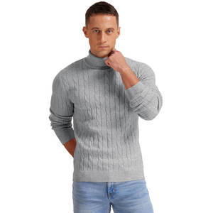 Pull-over tricoté chaud et élégant pour homme, col roulé, coupe ajustée, décontracté, à manches longues, respirant, vente en gros - Product Image 3