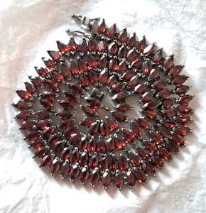 Collier avec pendentif marquise plaqué or 18 carats 3x6mm, 16 pouces, 22 grammes, en argent sterling 925, pierre précieuse grenat rouge certifiée, collier cadeau - Product Image 5