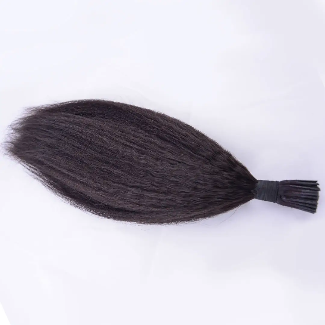 Brazilian Raw Unprocessed Kinky Straight I tips hair extension Micro links Silicon Rings Hair Extensions Free DHL Shipping