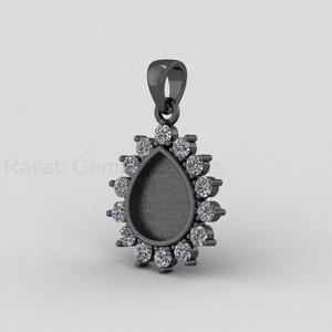 Colgante de Plata de Ley Maciza con Baño de Oro de 14K, Engaste de Bisel en Blanco de 10x12mm en Forma de Pera, Personalizable, para Joyería DIY con Resina - Product Image 6