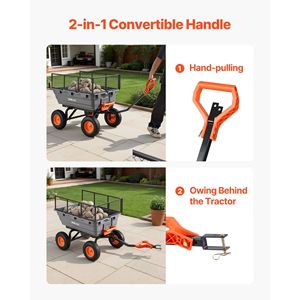 Carro de Jardín Convertible 2 en 1 con Manija Plegable a 90 Grados y Valla de Almacenamiento, Capacidad de 1200 Libras, Carro Utilitario de Polietileno - Product Image 5