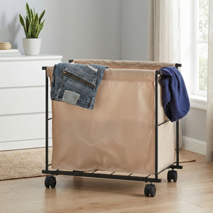 Cesto de Ropa Plegable de Acero Resistente y de Gran Capacidad, Estilo Moderno, con Ruedas, Organizador de Almacenamiento para el Hogar, Shopee, Taiwán - Product Image 1
